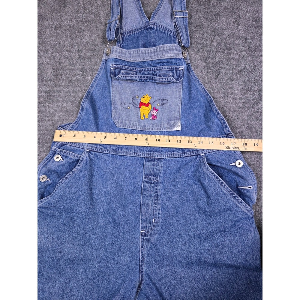Disney Pooh Denim Overalls Womens Large Blue Winnie the Pooh Piglet Embroidered - Picture 7 of 14